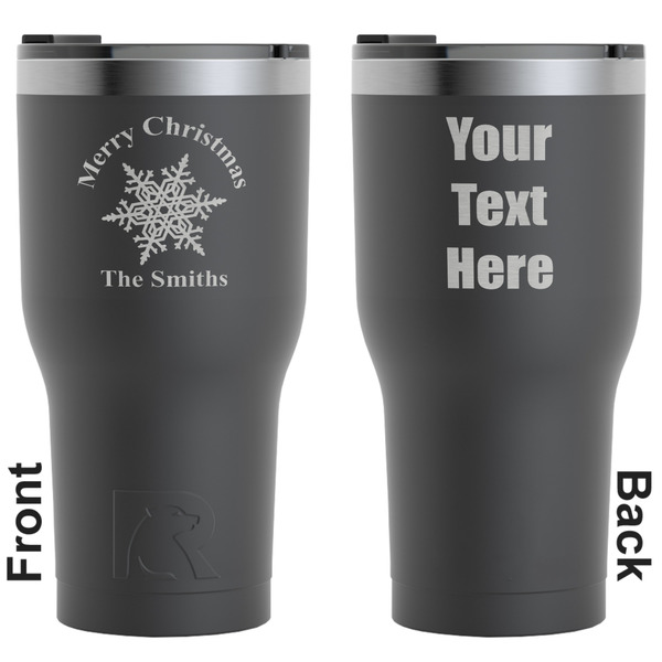 Custom Snowflakes RTIC Tumbler - Black - Engraved Front & Back (Personalized)
