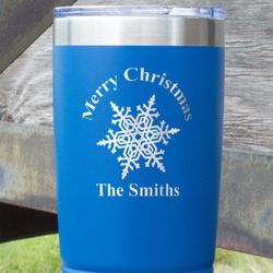 Snowflakes 20 oz Stainless Steel Tumbler - Royal Blue - Single Sided (Personalized)