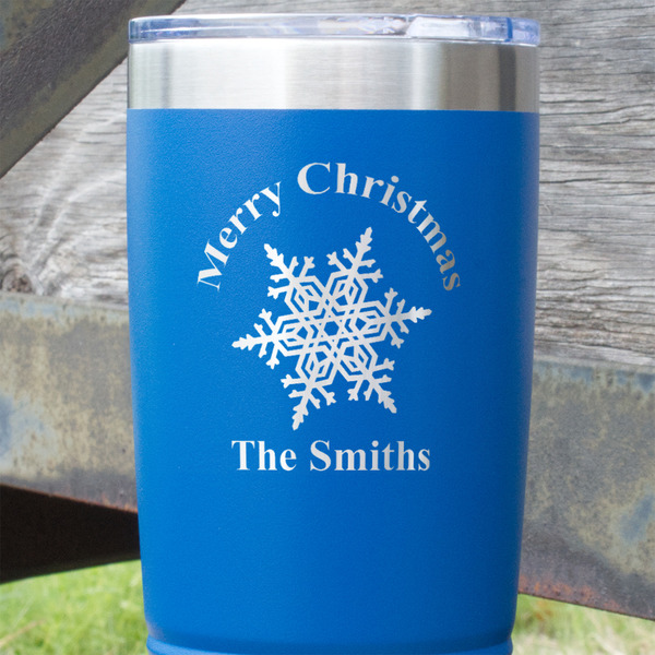 Snowflakes Blue Polar Camel Tumbler - 20oz - Close Up