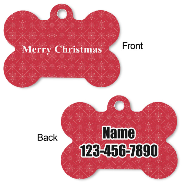 Snowflakes Bone Shaped Dog ID Tag - Large - Approval