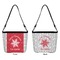 Snowflakes Bucket Bags w/ Genuine Leather Trim - Large - Double - Front & Back