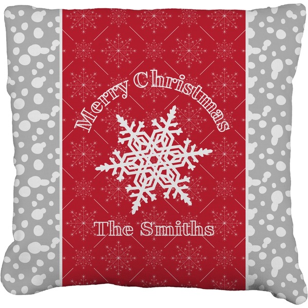 Custom Snowflakes Faux-Linen Throw Pillow 16" (Personalized)
