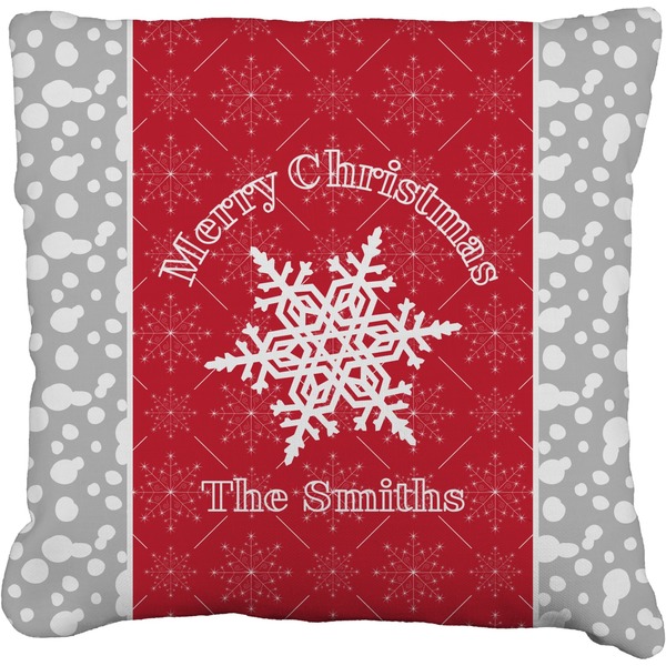 Custom Snowflakes Faux-Linen Throw Pillow 18" (Personalized)