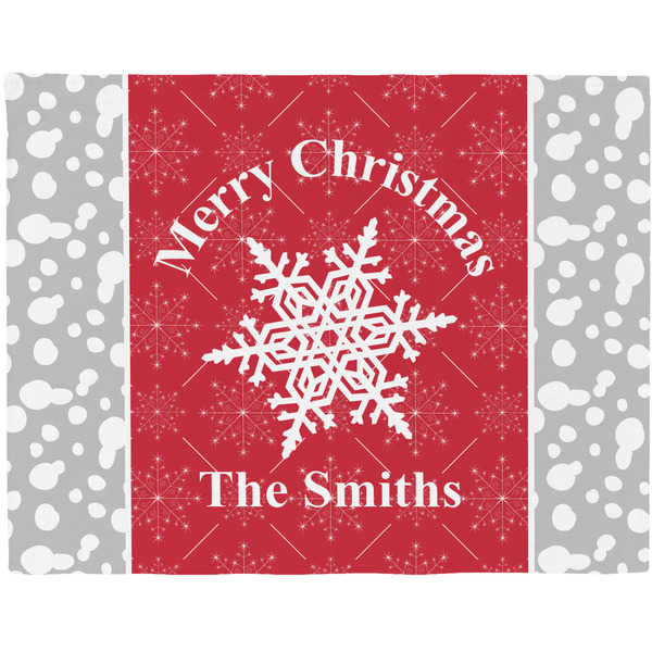 Custom Snowflakes Woven Fabric Placemat - Twill w/ Name or Text