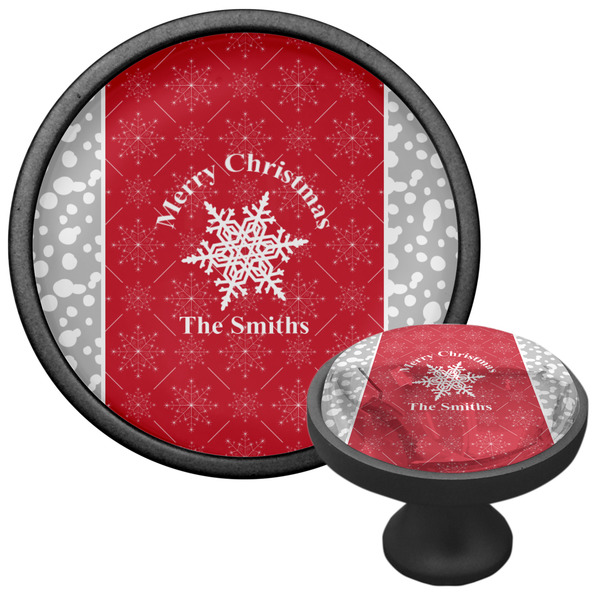 Snowflakes Cabinet Knob - Black - Multi Angle