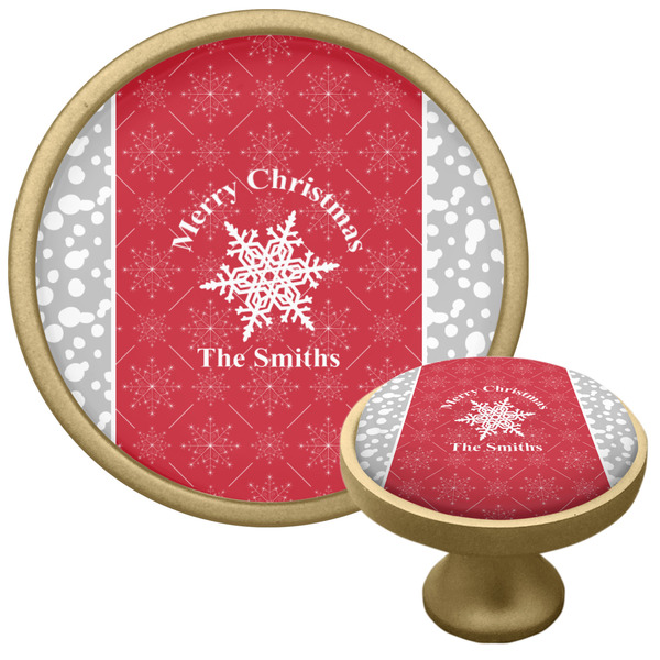 Custom Snowflakes Cabinet Knob - Gold (Personalized)
