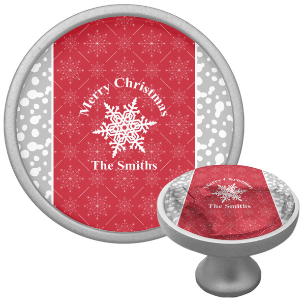 Custom Snowflakes Cabinet Knob (Silver) (Personalized)