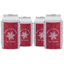 Snowflakes Can Cooler (12 oz) - Set of 4 w/ Name or Text