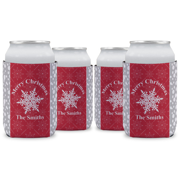 Custom Snowflakes Can Cooler (12 oz) - Set of 4 w/ Name or Text