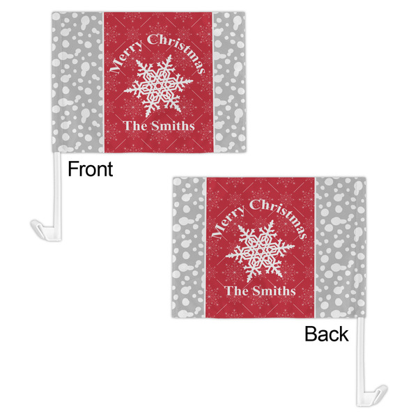 Snowflakes Car Flag - 11" x 8" - Front & Back View