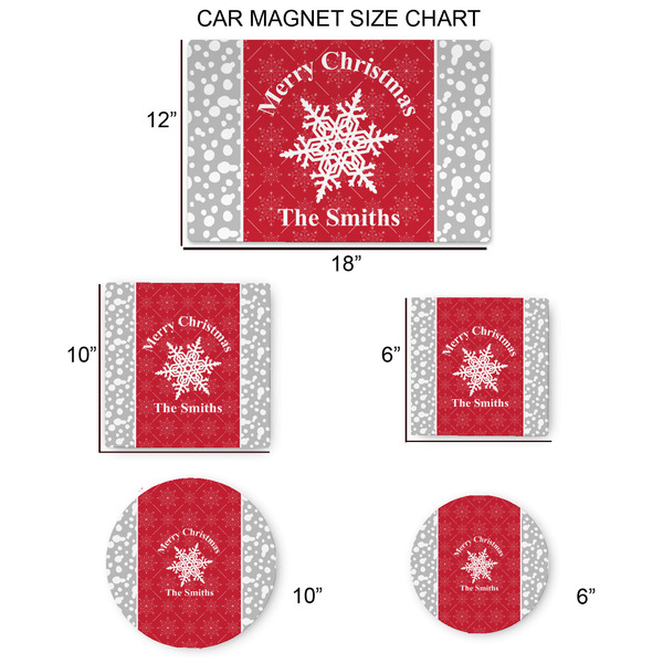 Snowflakes Car Magnets - SIZE CHART
