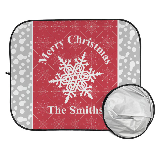 Snowflakes Car Sun Shades - FOLDED & UNFOLDED