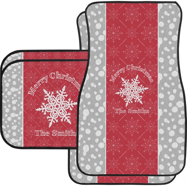 Custom Snowflakes Car Floor Mats Set - 2 Front & 2 Back (Personalized)