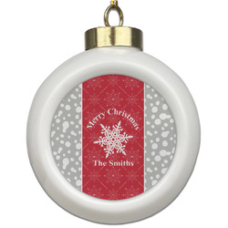 Snowflakes Ceramic Ball Ornament (Personalized)