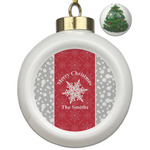 Snowflakes Ceramic Ball Ornament - Christmas Tree (Personalized)