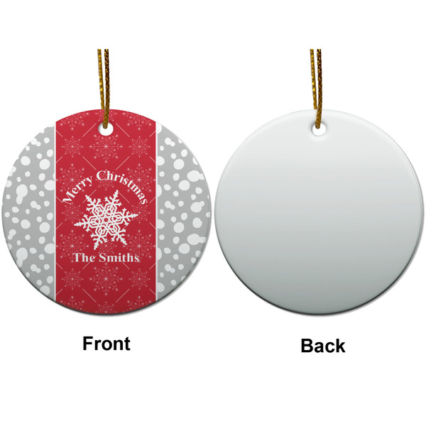 Snowflakes Ceramic Flat Ornament - Circle Front & Back (APPROVAL)
