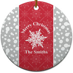 Snowflakes Round Ceramic Ornament w/ Name or Text