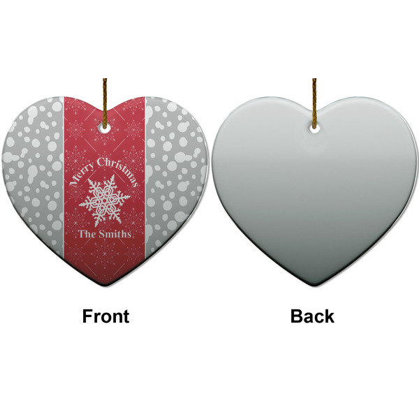 Snowflakes Ceramic Flat Ornament - Heart Front & Back (APPROVAL)