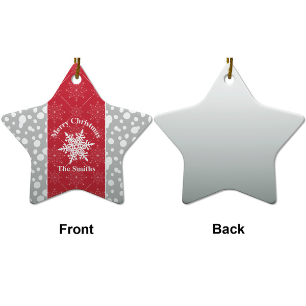 Snowflakes Ceramic Flat Ornament - Star Front & Back (APPROVAL)