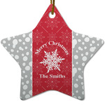 Snowflakes Star Ceramic Ornament w/ Name or Text
