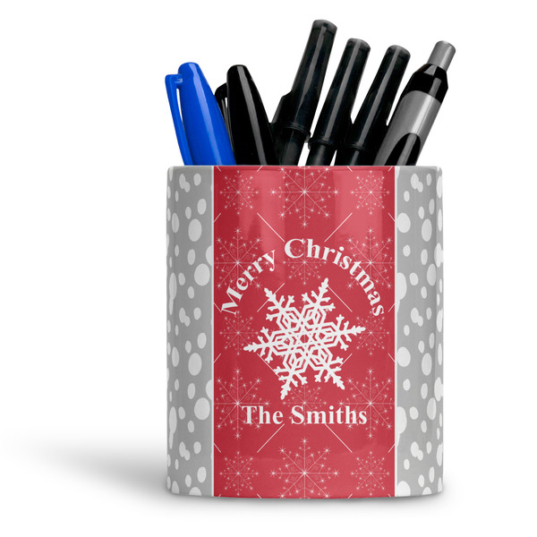 Custom Snowflakes Ceramic Pen Holder
