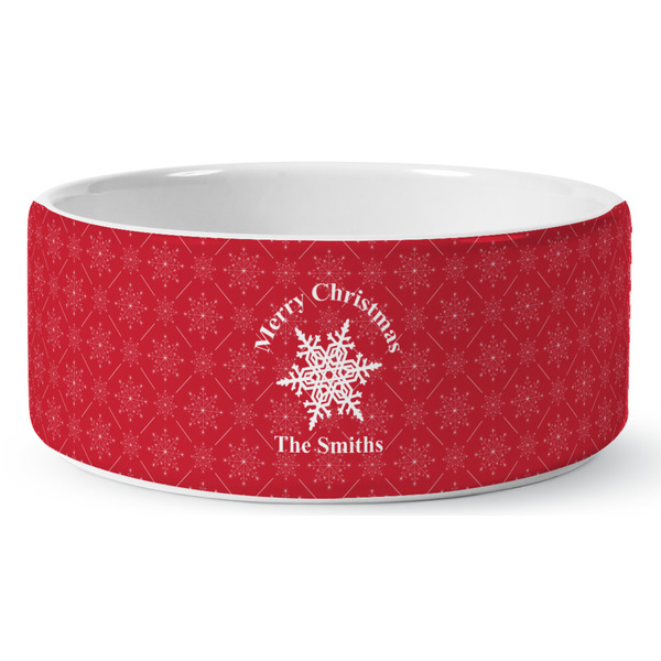 Custom Snowflakes Ceramic Dog Bowl (Personalized)