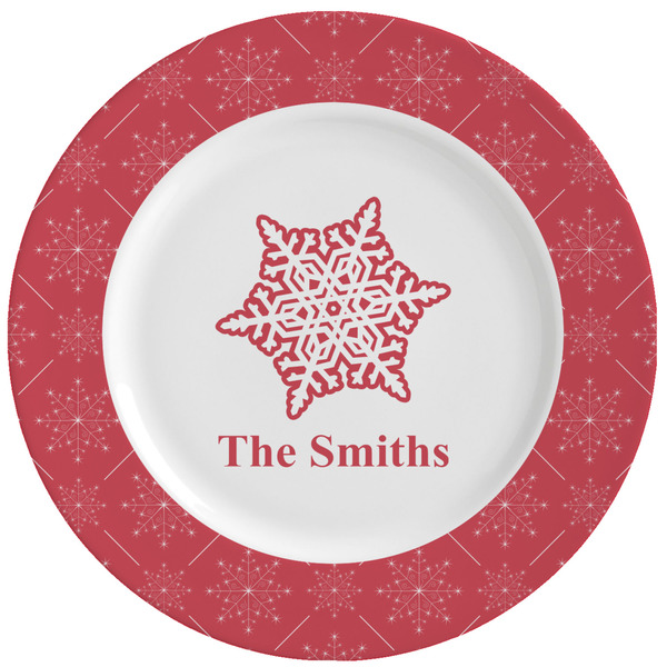 Custom Snowflakes Ceramic Dinner Plates (Set of 4) (Personalized)