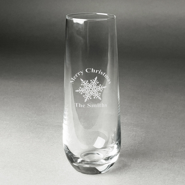 Custom Snowflakes Champagne Flute - Stemless Engraved (Personalized)