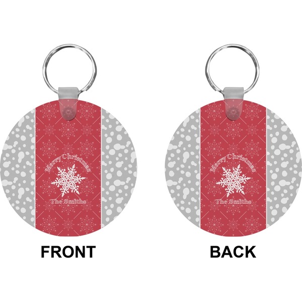 Snowflakes Circle Keychain (Front + Back)