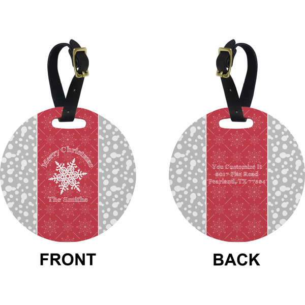 Snowflakes Circle Luggage Tag (Front + Back)