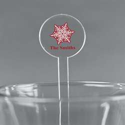 Snowflakes 7" Round Plastic Stir Sticks - Clear (Personalized)