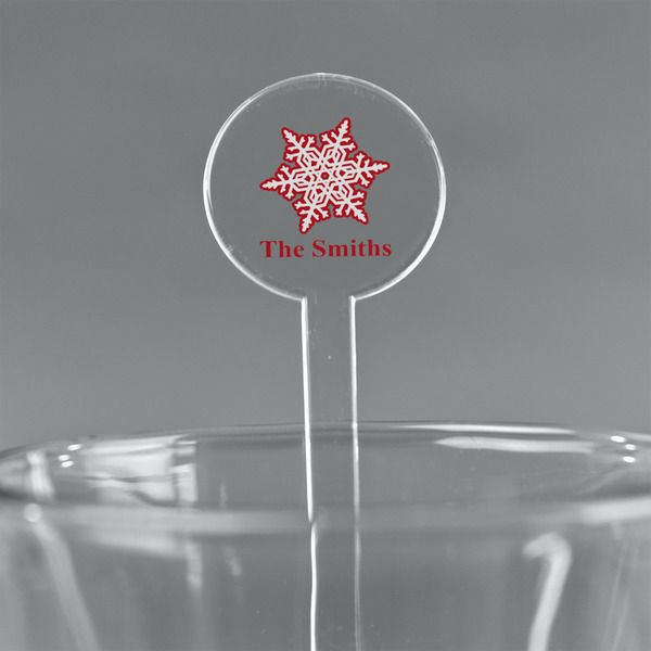 Custom Snowflakes 5.5" Round Plastic Stir Sticks - Clear (Personalized)