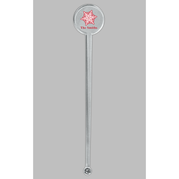 Snowflakes Clear Plastic 7" Stir Stick - Round - Single Stick