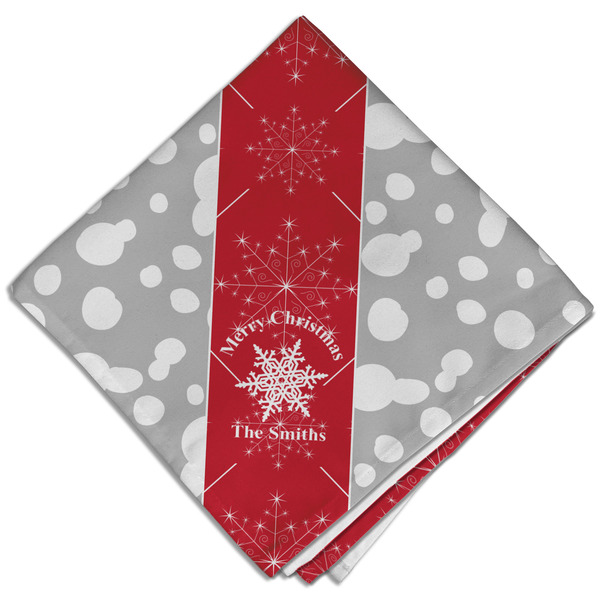 Custom Snowflakes Cloth Dinner Napkin - Single w/ Name or Text