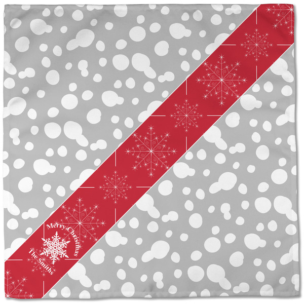 Snowflakes Cloth Napkins - Personalized Dinner (Full Open)