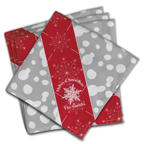 Custom Snowflakes Cloth Napkins (Set of 4) (Personalized)