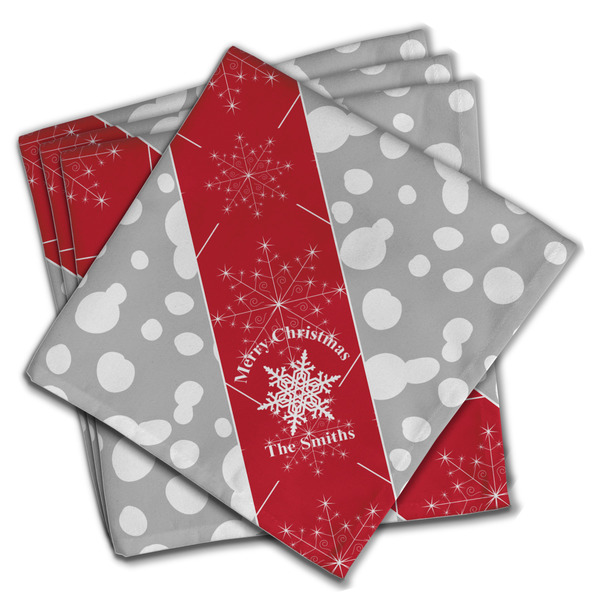 Snowflakes Cloth Napkins - Personalized Dinner (PARENT MAIN Set of 4)