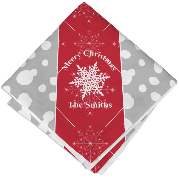 Custom Snowflakes Cloth Cocktail Napkin - Single w/ Name or Text