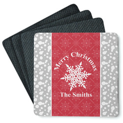Snowflakes Square Rubber Backed Coasters - Set of 4 (Personalized)