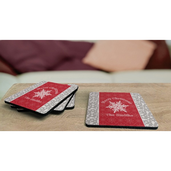 Snowflakes Coaster Rubber Back - On Coffee Table
