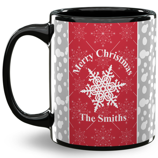 Custom Snowflakes 11 Oz Coffee Mug - Black (Personalized)