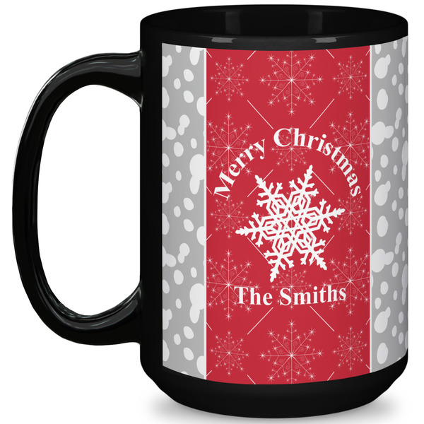 Custom Snowflakes 15 Oz Coffee Mug - Black (Personalized)