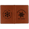 Snowflakes Cognac Leather Passport Holder Outside Double Sided - Apvl