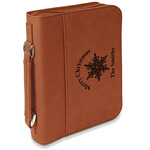 Snowflakes Leatherette Bible Cover with Handle & Zipper - Large- Single Sided (Personalized)