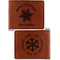 Snowflakes Cognac Leatherette Bifold Wallets - Front and Back