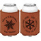 Snowflakes Cognac Leatherette Can Sleeve - Double Sided Front and Back