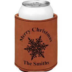 Snowflakes Leatherette Can Sleeve - Double Sided (Personalized)