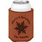 Snowflakes Cognac Leatherette Can Sleeve - Single Front