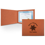 Snowflakes Leatherette Certificate Holder - Front (Personalized)