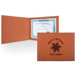 Snowflakes Leatherette Certificate Holder - Front (Personalized)